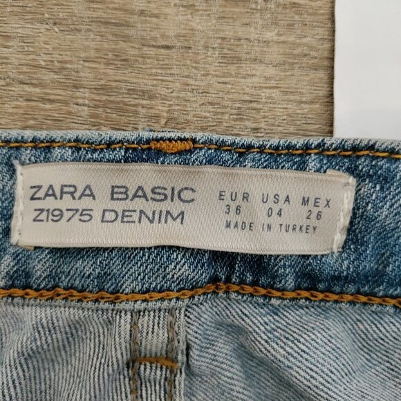 Zara Basic Z1975 Mid-Rise Raw Hem Denim Skinny Ankle Jeans Size 4 Women Blue - Picture 9 of 12